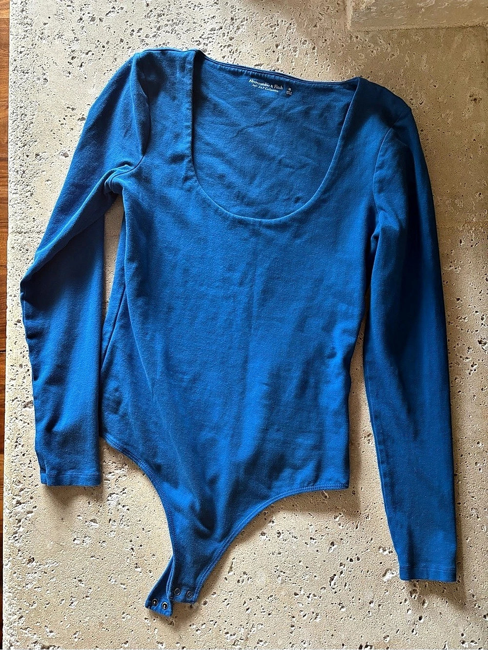 Abercrombie & Fitch Soft A&F Collection Long Sleeve Scoop Neck Bodysuit Blue